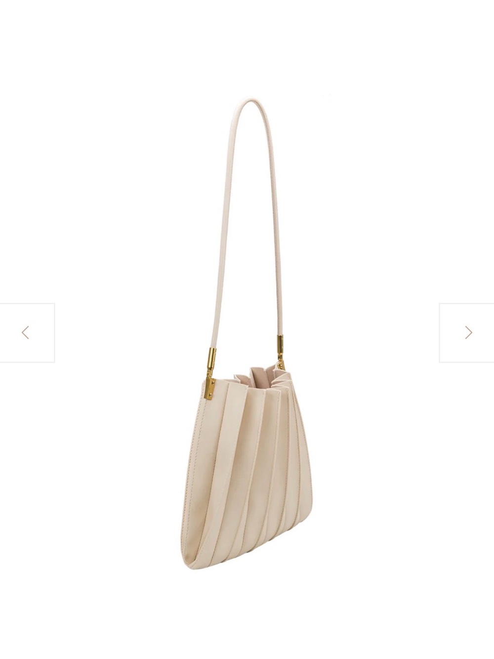 Ivory Pleated Vegan Leather Shoulder Bag - Picture 2 of 6